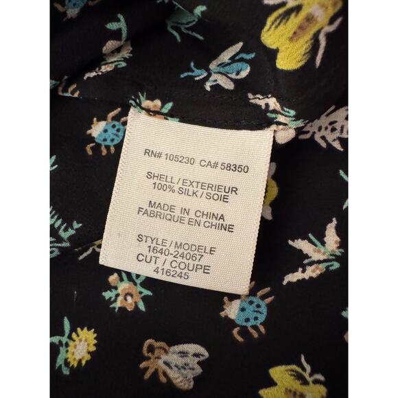 Joie Silk Sleevless Faux Wrap Ruffle Blouse Bees Flowers Honeybees Summer Light - Picture 9 of 11